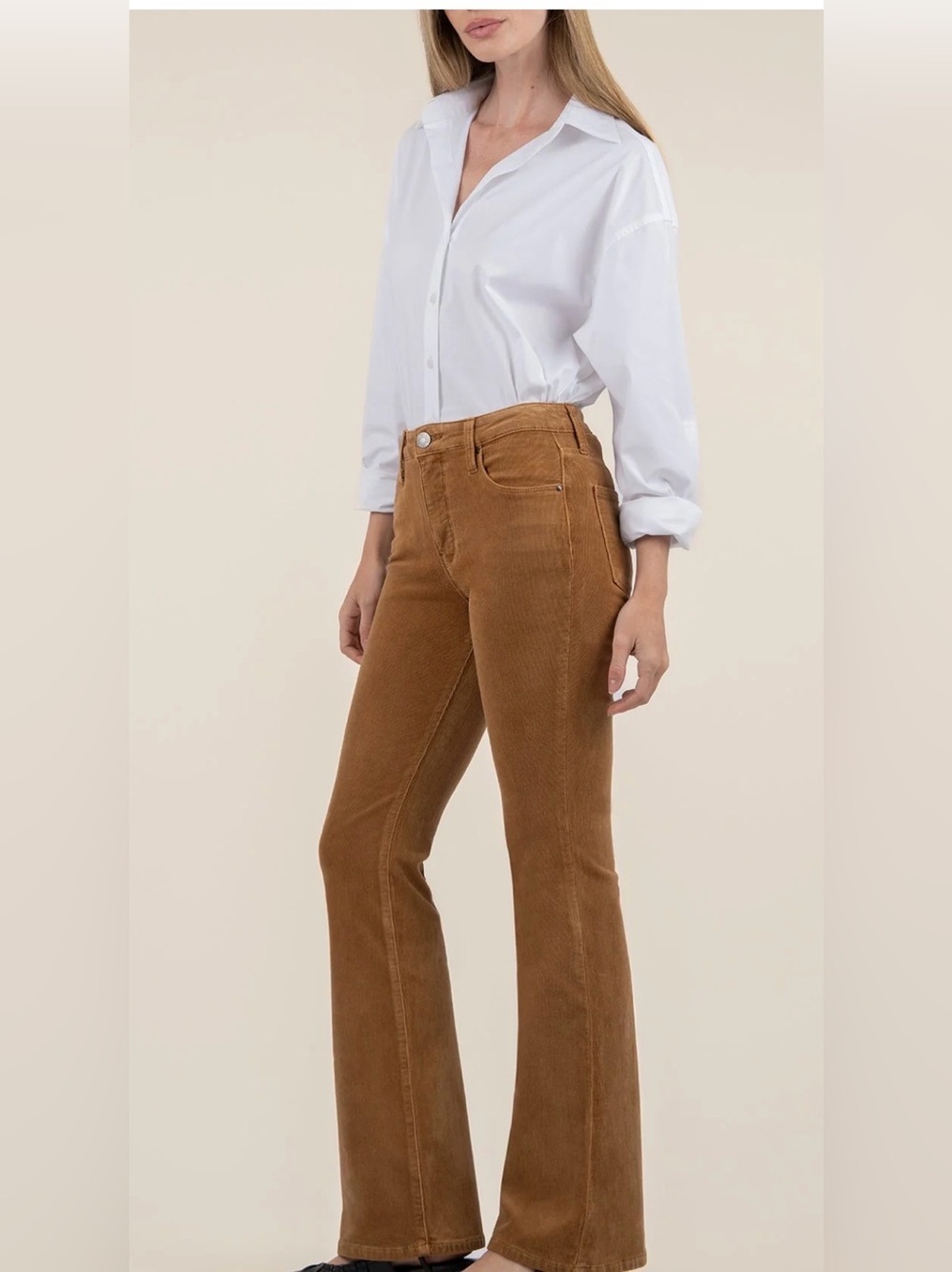 KUT from the Kloth Ana High Rise Flare Corduroy Pants - Brown Size 10